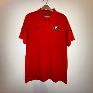 Georgia Bulldogs Nike Dri Fit Red Polo Men's Size Large Short Sleeve Football